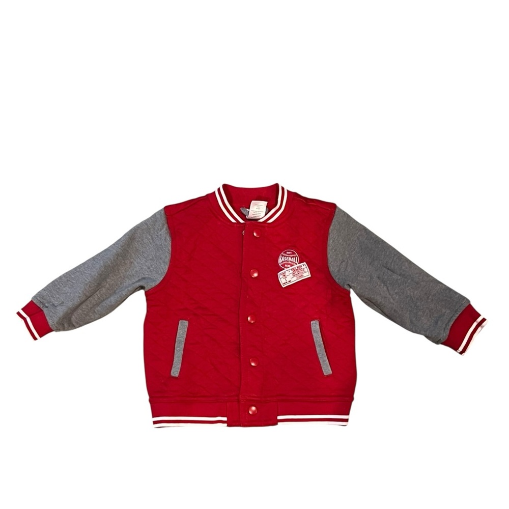 Gymboree Toddler Varsity Jacket Red Gray Size 18–24 Months